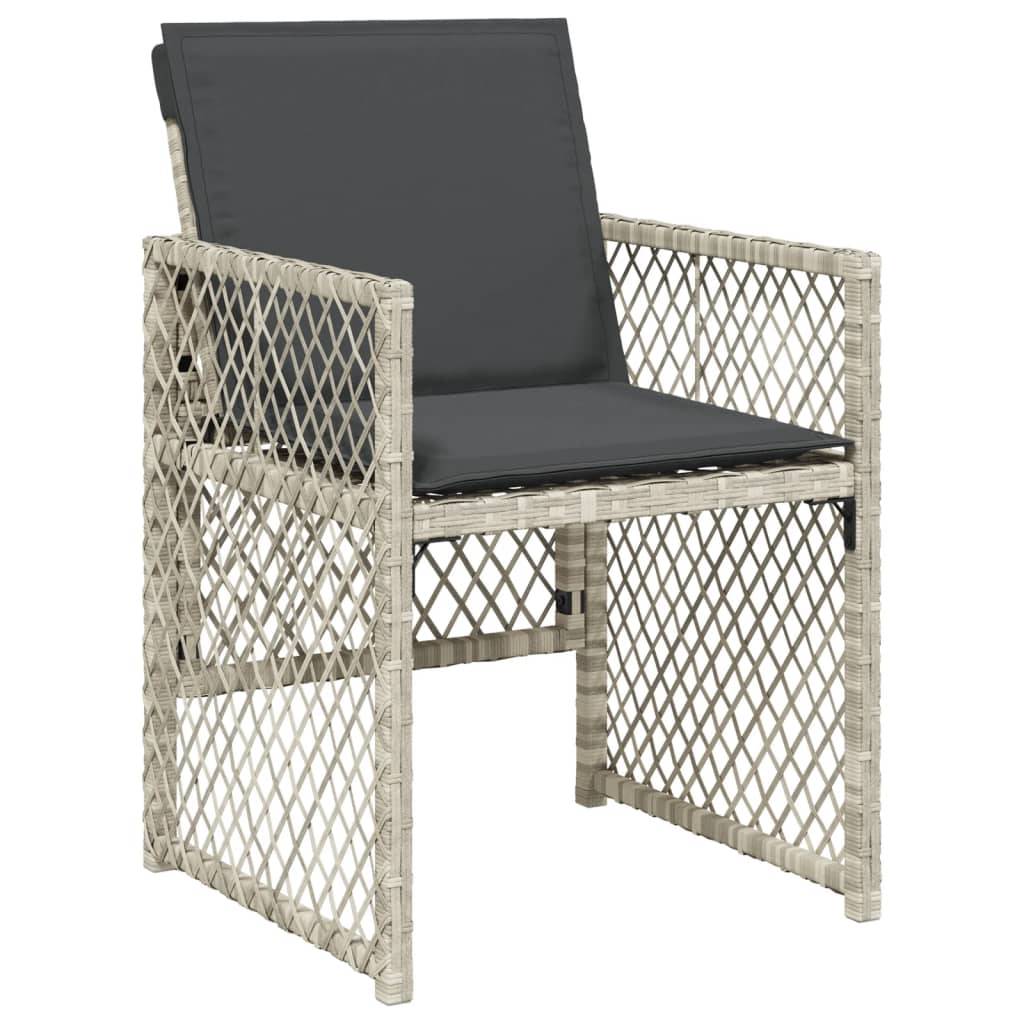 vidaXL 17-tlg. Garten-Essgruppe mit Kissen Hellgrau Poly Rattan