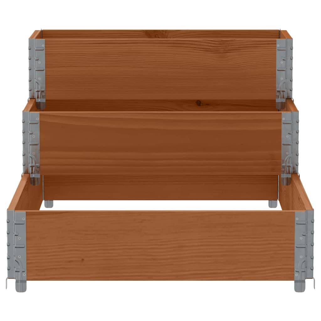vidaXL Paletten-Aufsatzrahmen 3-fach Braun 120x80 cm Massivholz Kiefer
