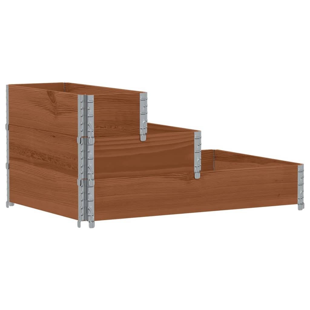 vidaXL Paletten-Aufsatzrahmen 3-fach Braun 120x80 cm Massivholz Kiefer