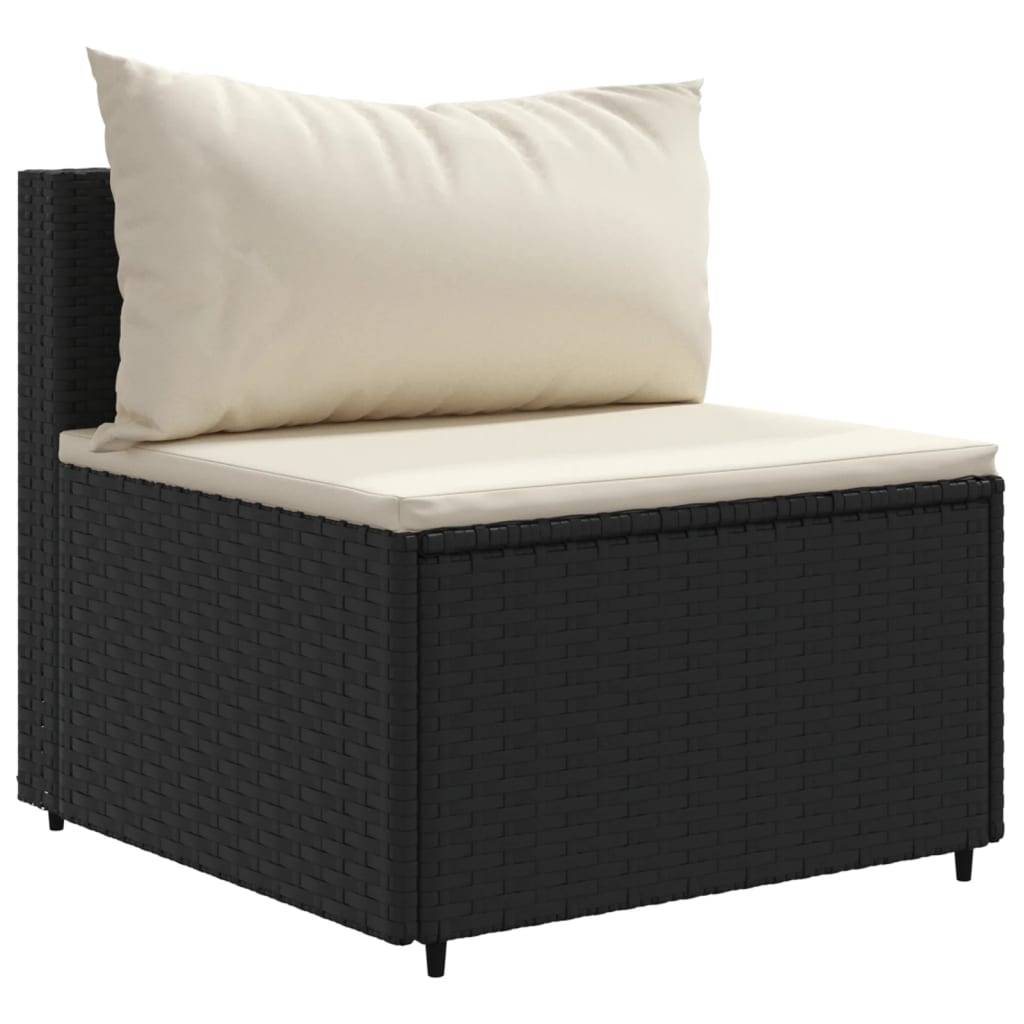 vidaXL 7-tlg. Garten-Lounge-Set mit Kissen Schwarz Poly Rattan