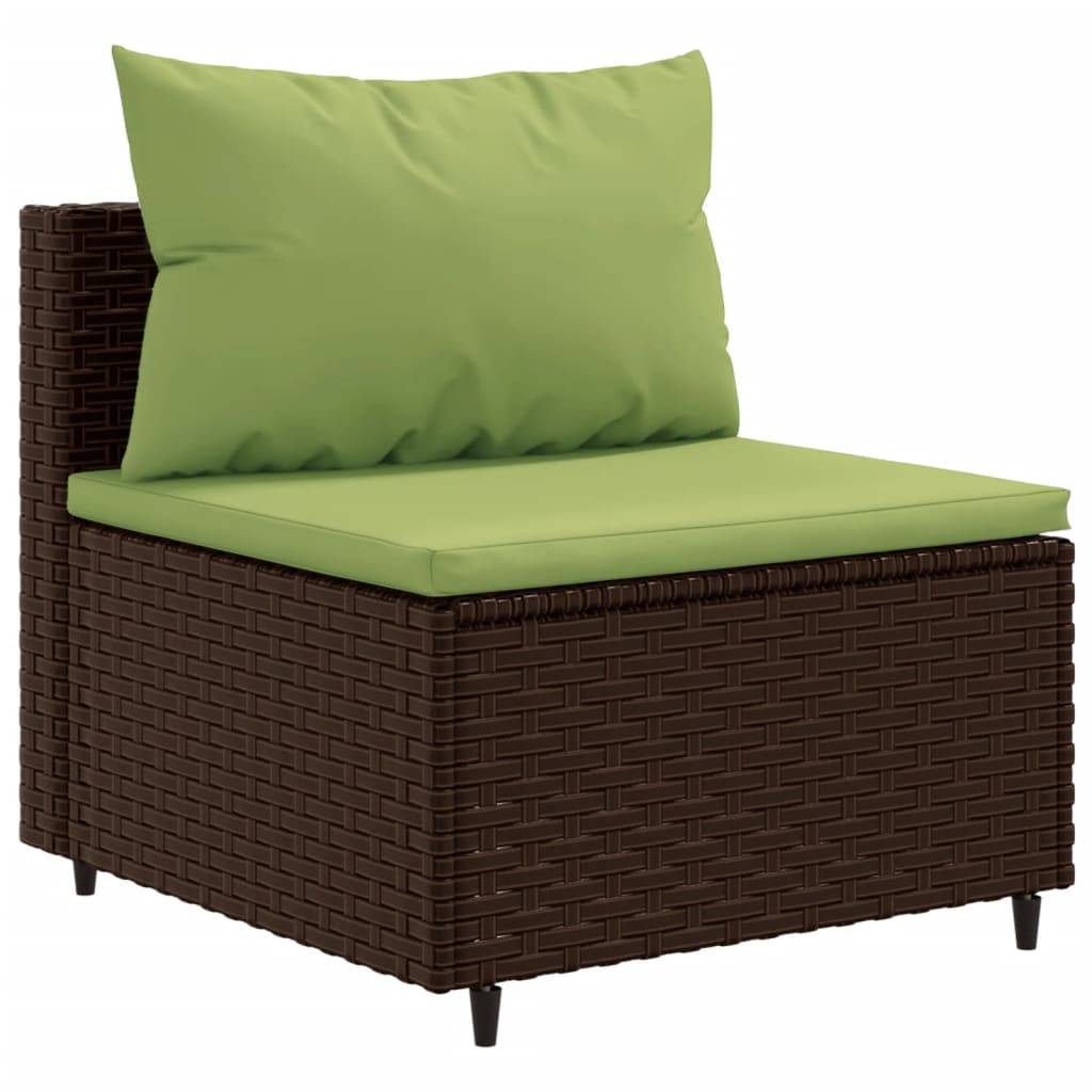 vidaXL 11-tlg. Garten-Lounge-Set mit Kissen Braun Poly Rattan