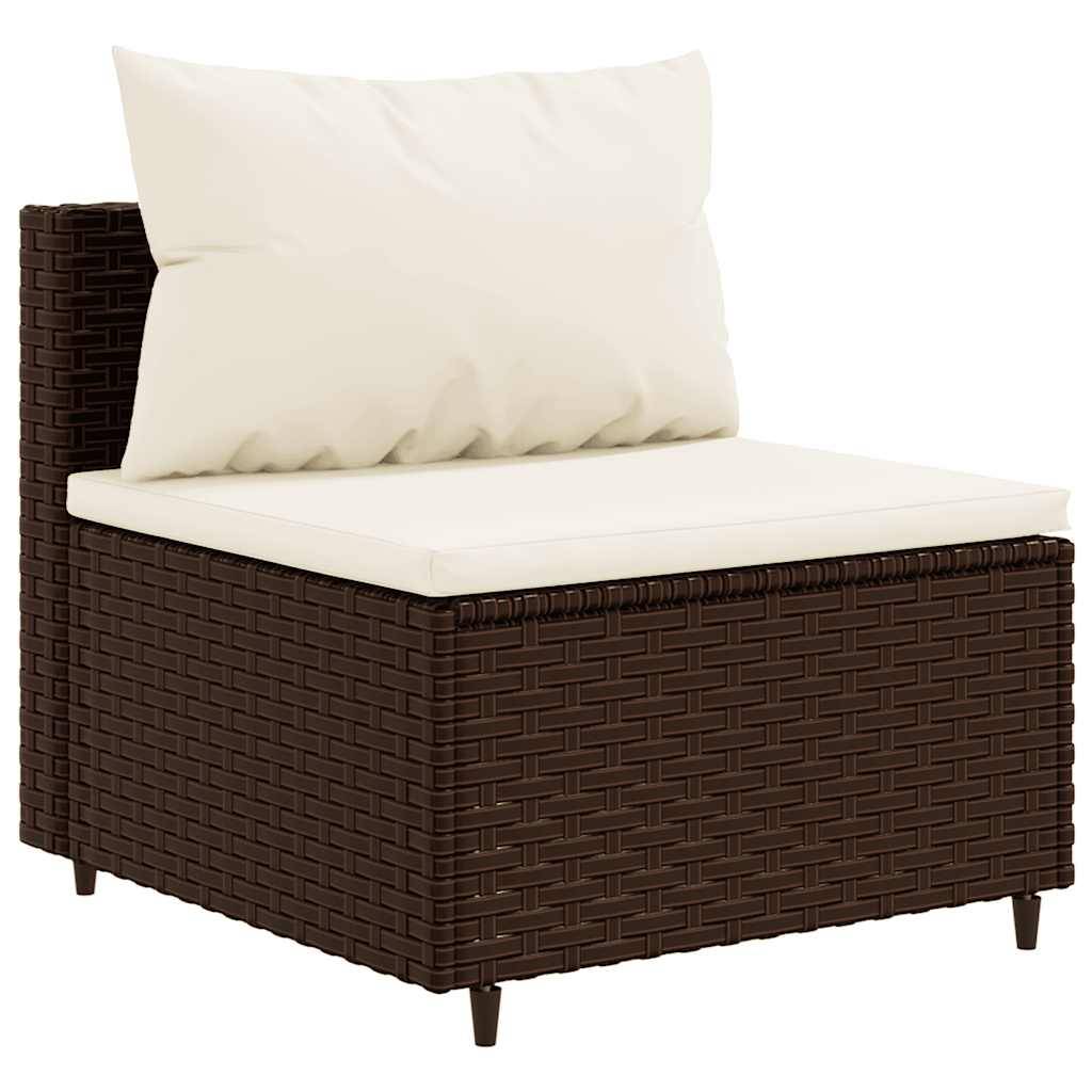 vidaXL 4-tlg. Garten-Lounge-Set mit Kissen Braun Poly Rattan