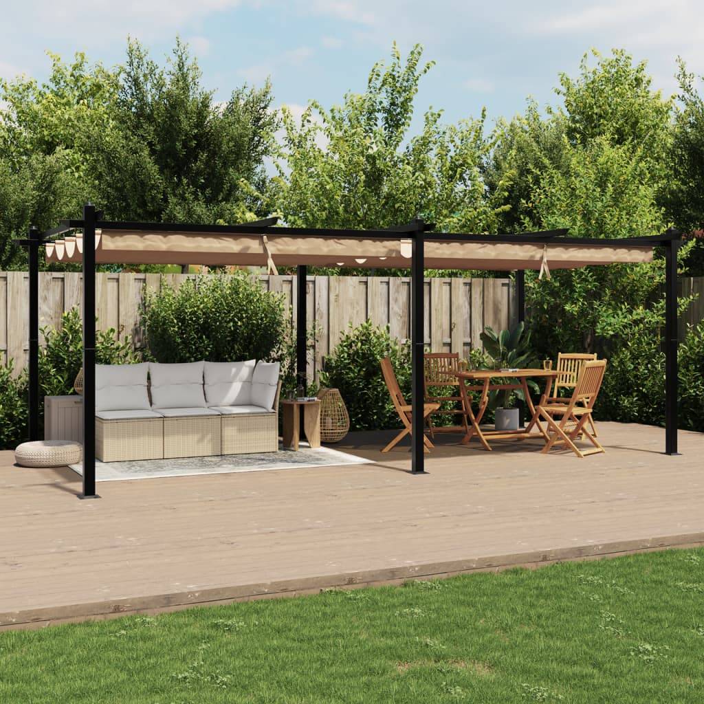 vidaXL Gartenpavillon mit Ausziehbarem Dach Taupe 3x6 m Aluminium