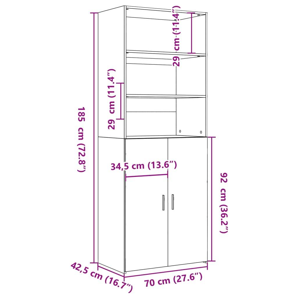 vidaXL Highboard Weiß 70x42,5x185 cm Holzwerkstoff