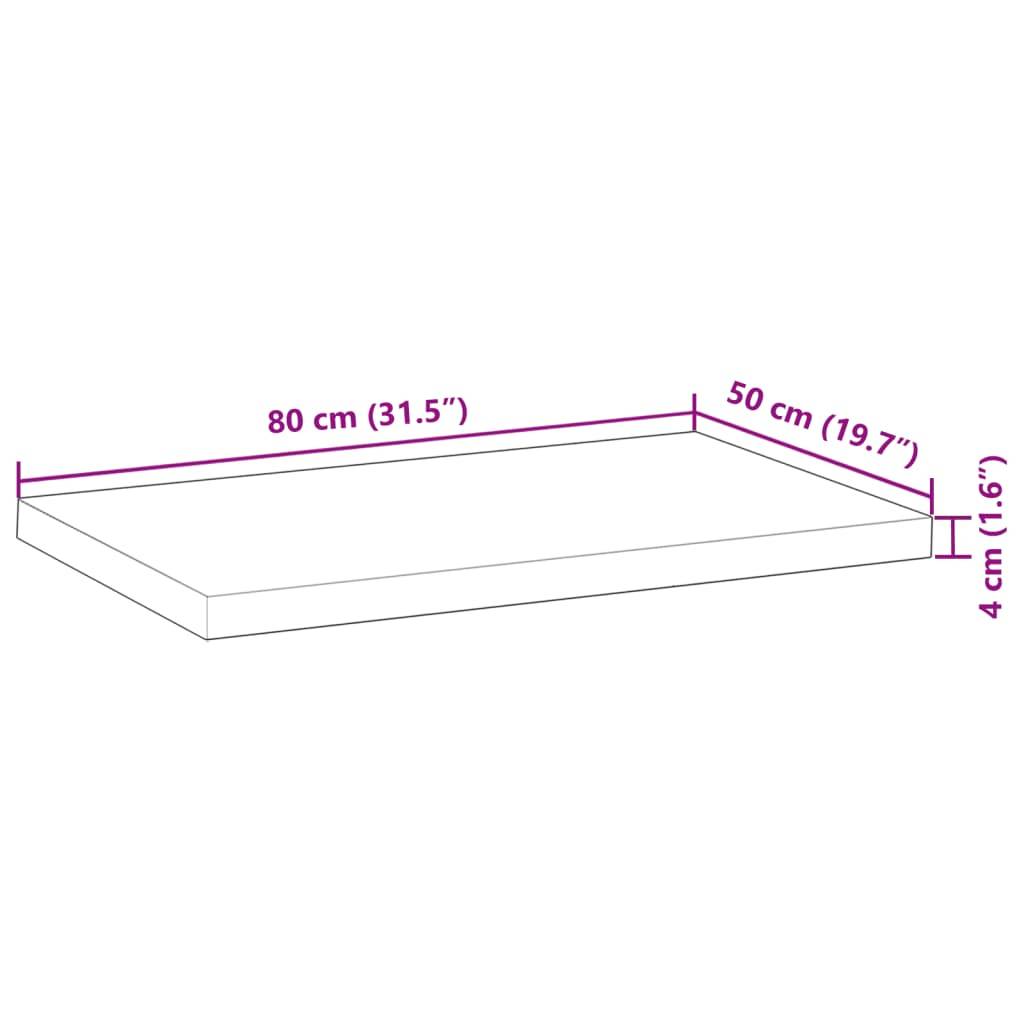 vidaXL Waschtischplatte Unbehandelt 80x50x4 cm Massivholz Akazie