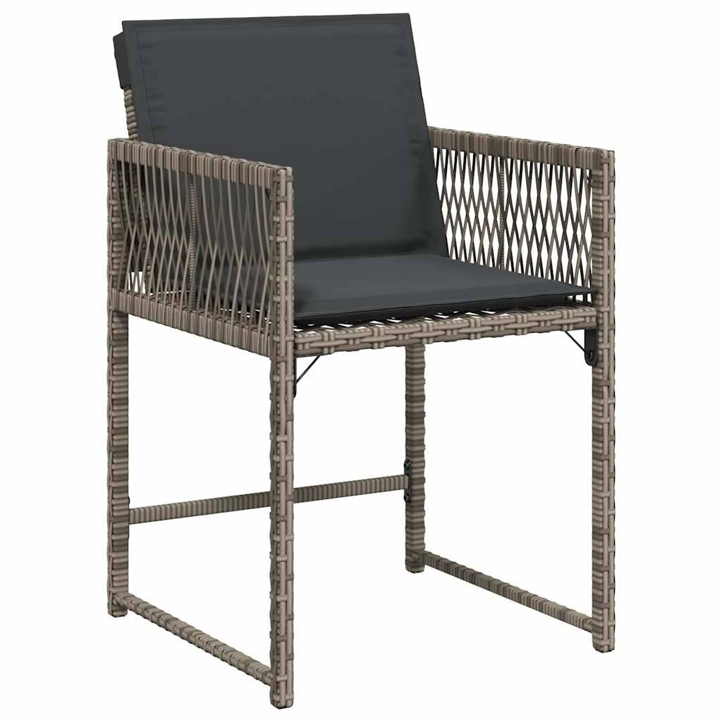 vidaXL Gartenstühle mit Kissen 4 Stk. Grau Poly Rattan