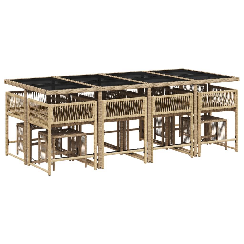 vidaXL 13-tlg. Garten-Essgruppe mit Kissen Beigemischung Poly Rattan