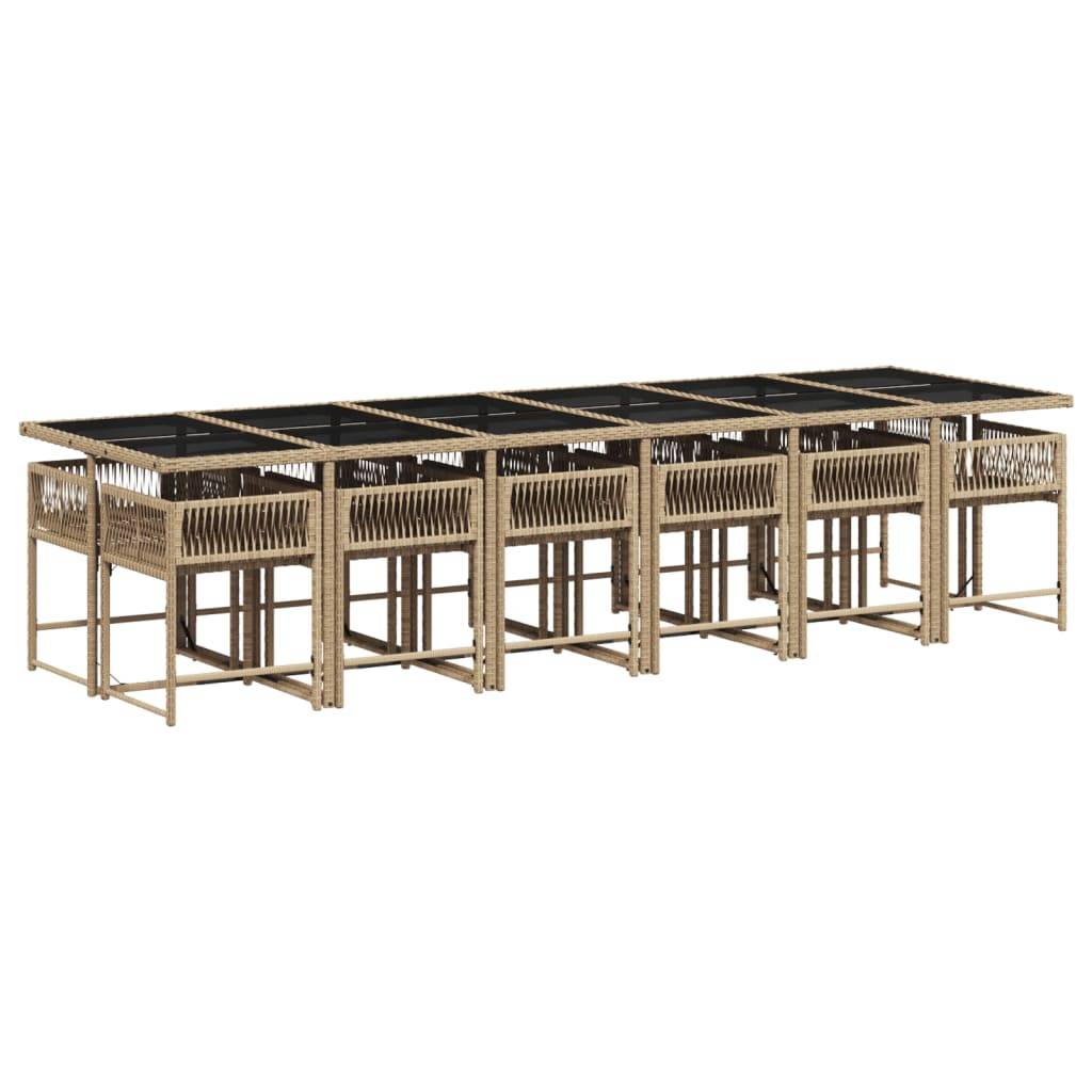 vidaXL 13-tlg. Garten-Essgruppe mit Kissen Beigemischung Poly Rattan