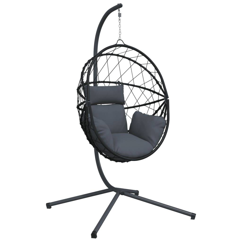 vidaXL Hängesessel Ei-Design mit Ständer Anthrazit Rattan und Stahl