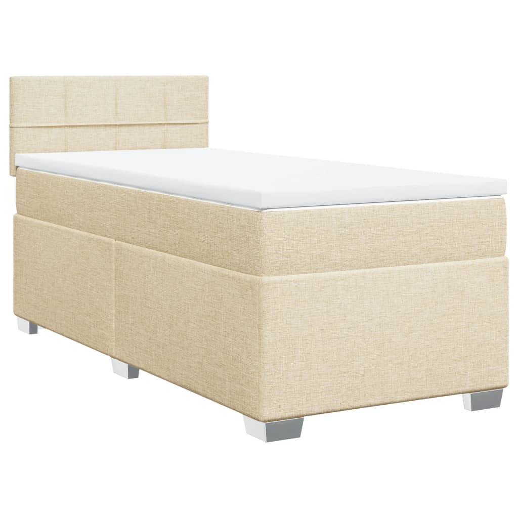 vidaXL Boxspringbett mit Matratze Creme 90x190 cm Stoff