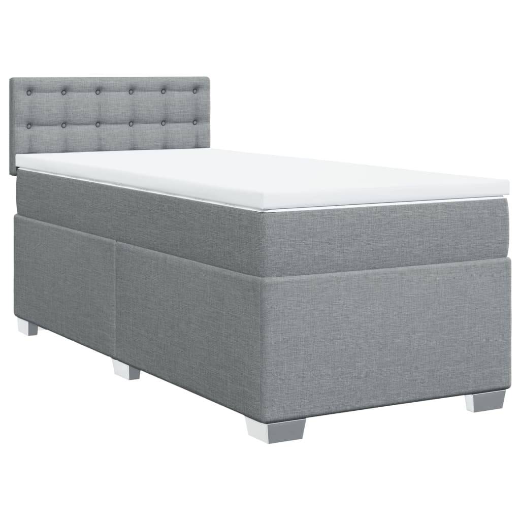 vidaXL Boxspringbett mit Matratze Hellgrau 80x200 cm Stoff