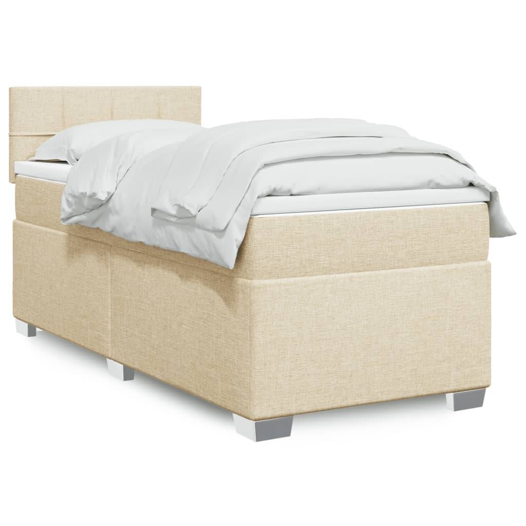 vidaXL Boxspringbett mit Matratze Creme 90x190 cm Stoff