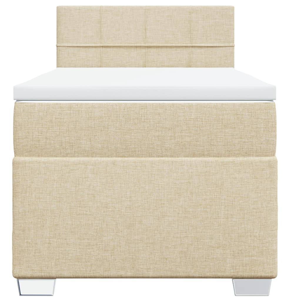 vidaXL Boxspringbett mit Matratze Creme 90x190 cm Stoff