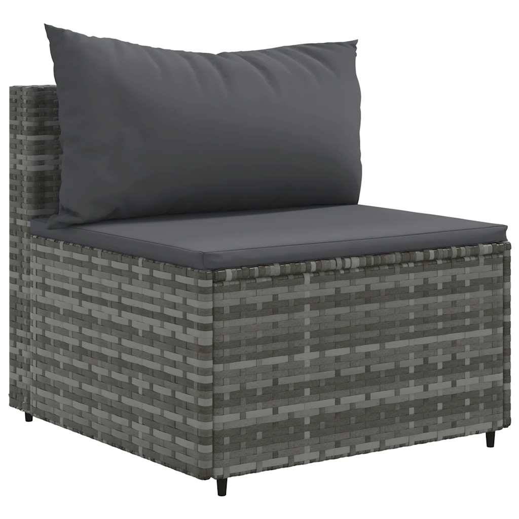 vidaXL 3-tlg. Garten-Sofagarnitur mit Kissen Grau Poly Rattan