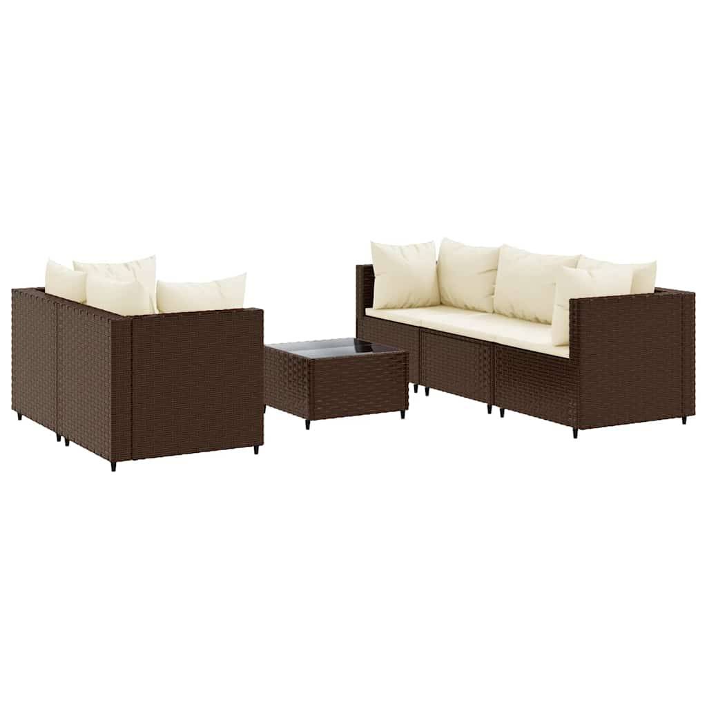 vidaXL 6-tlg. Garten-Lounge-Set mit Kissen Braun Poly Rattan