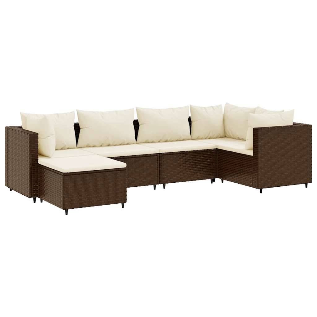 vidaXL 6-tlg. Garten-Lounge-Set mit Kissen Braun Poly Rattan