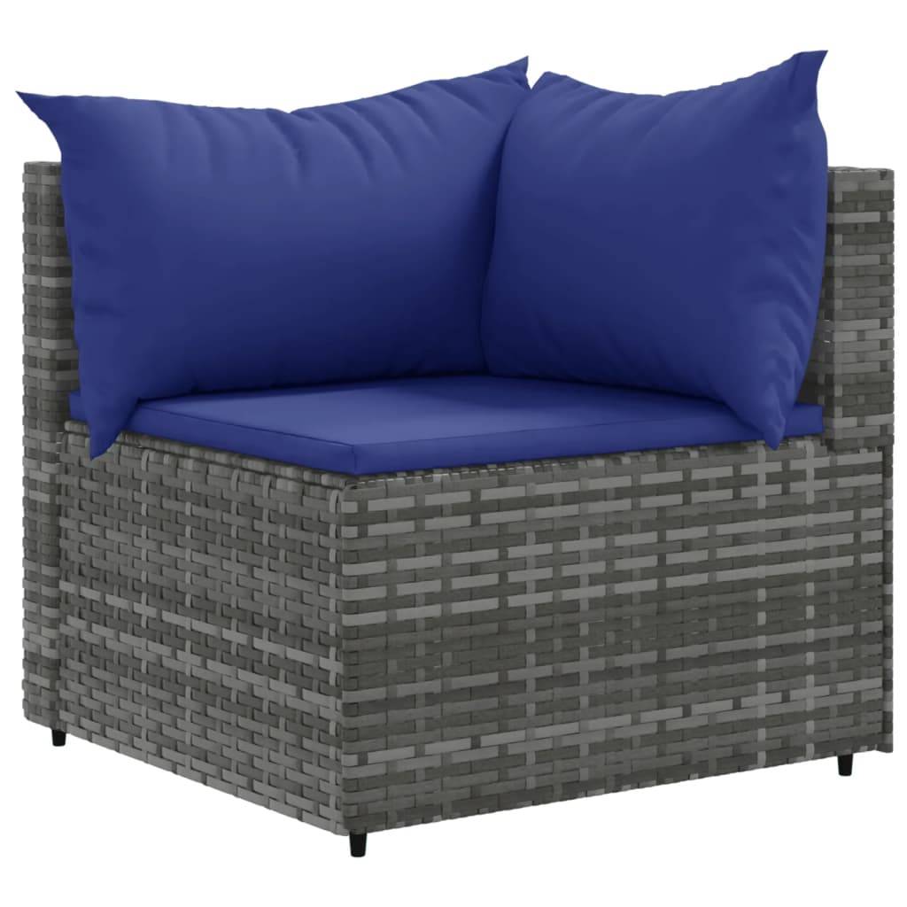 vidaXL 9-tlg. Garten-Sofagarnitur mit Kissen Grau Poly Rattan