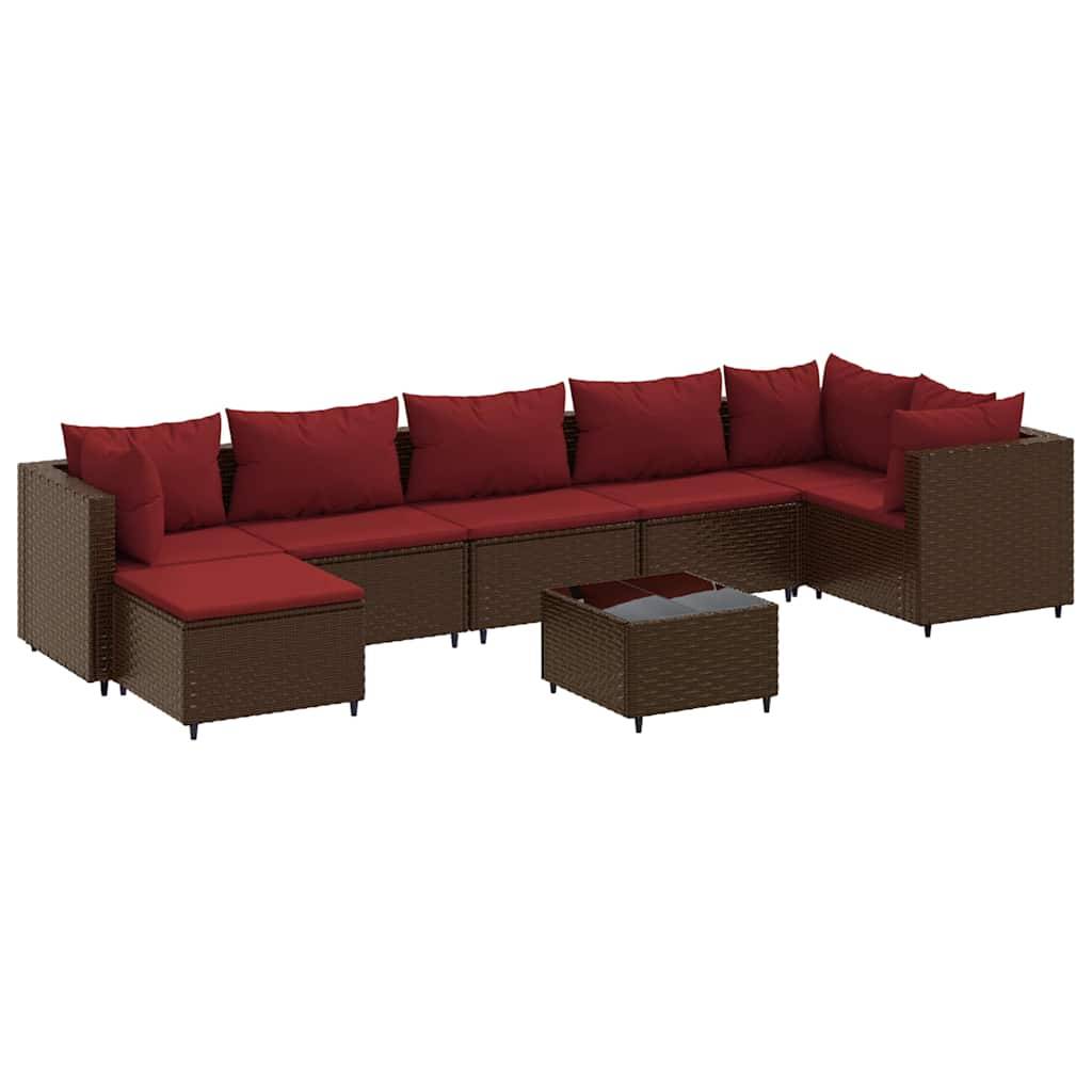 vidaXL 8-tlg. Garten-Lounge-Set mit Kissen Braun Poly Rattan