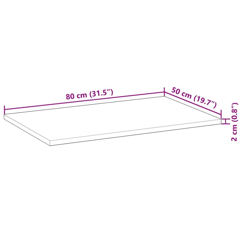 vidaXL Waschtischplatte Unbehandelt 80x50x2 cm Massivholz Akazie