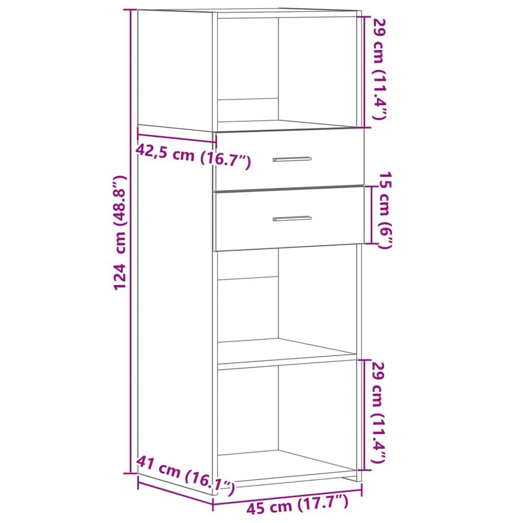 vidaXL Highboard Braun Eichen-Optik 45x42,5x124 cm Holzwerkstoff