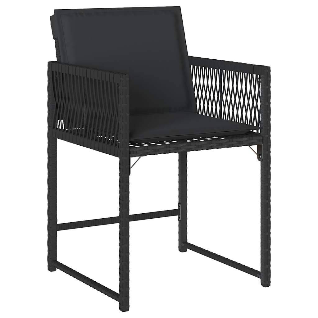vidaXL Gartenstühle mit Kissen 4 Stk. Schwarz Poly Rattan