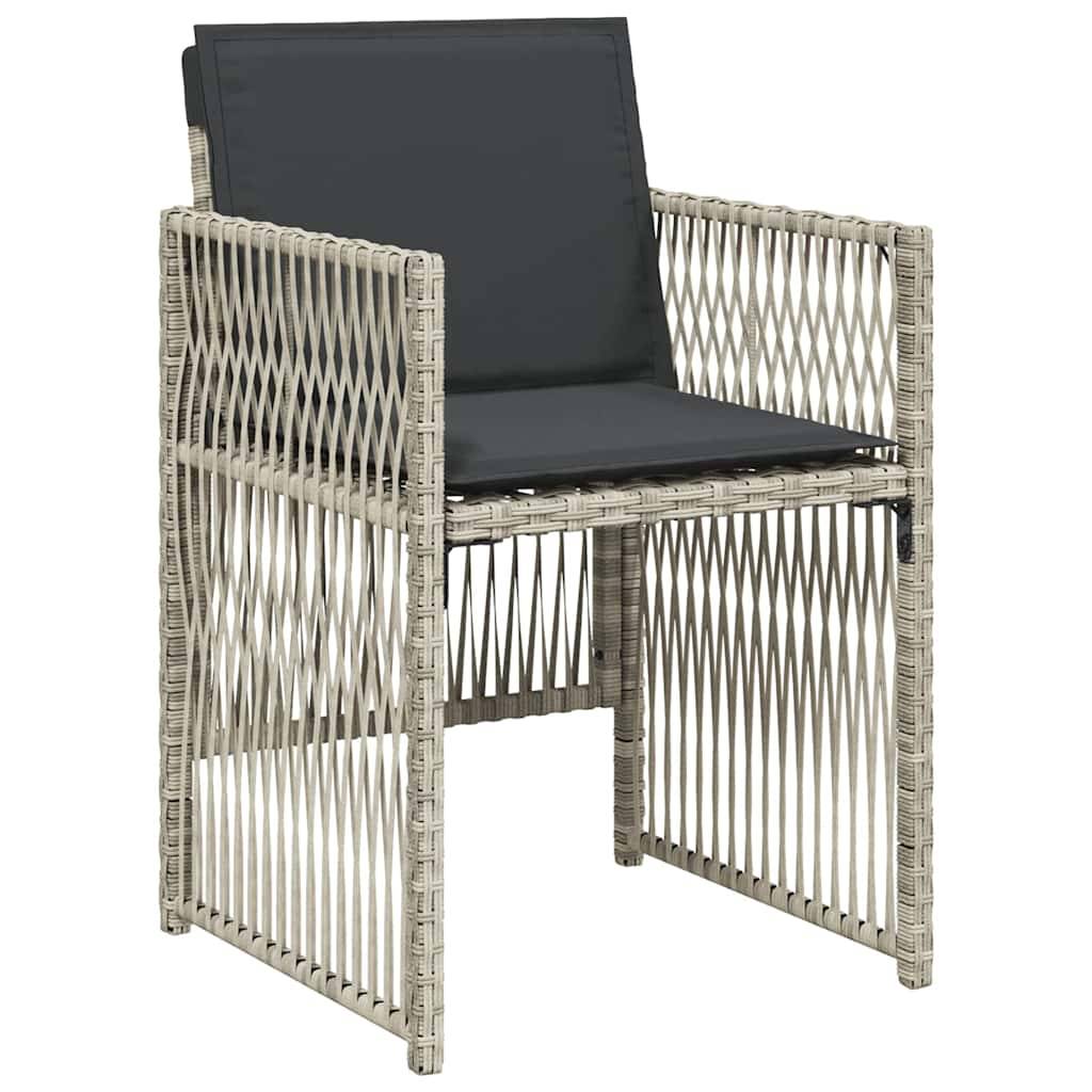 vidaXL Gartenstühle mit Kissen 4 Stk. Hellgrau Poly Rattan