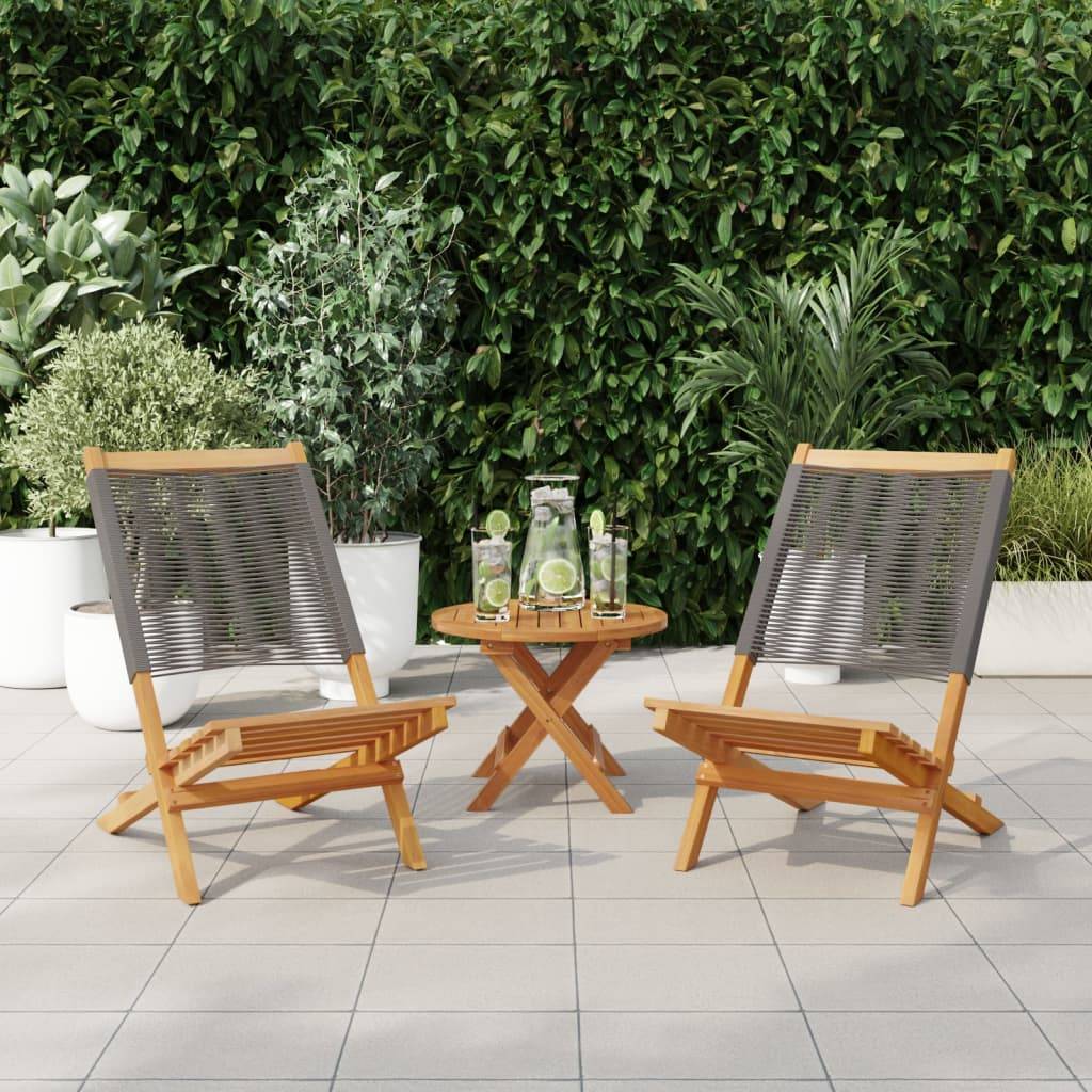 vidaXL Gartenstühle 2 Stk. Grau Massivholz Akazie und Polypropylen