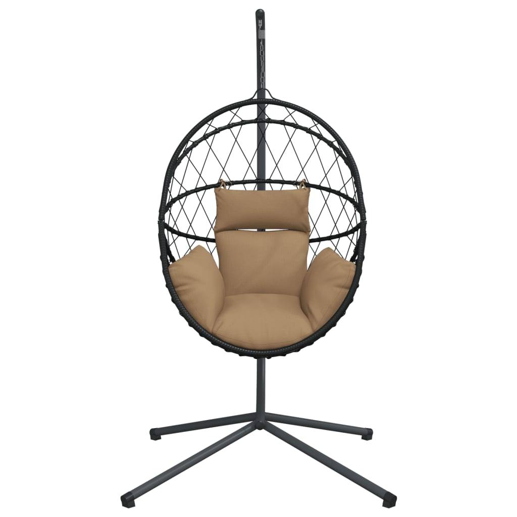 vidaXL Hängesessel Ei-Design mit Ständer Taupe Rattan und Stahl