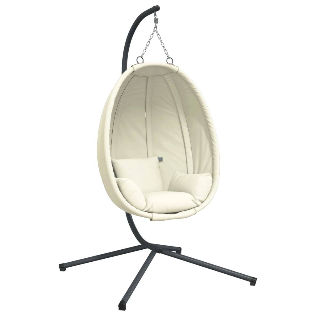 vidaXL Hängesessel Ei-Design mit Ständer Beige Stoff und Stahl