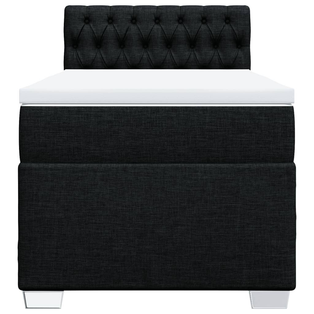 vidaXL Boxspringbett mit Matratze Schwarz 80x200 cm Stoff