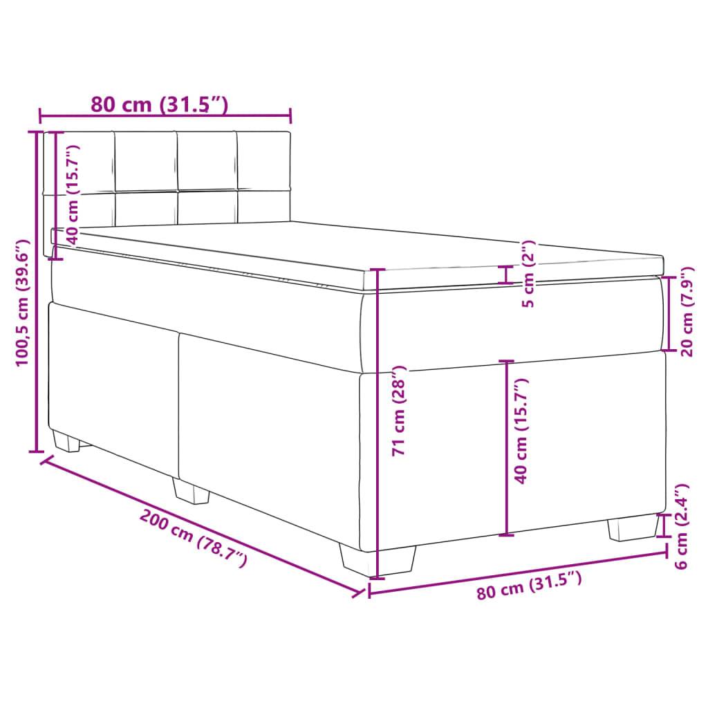 vidaXL Boxspringbett mit Matratze Dunkelgrau 80x200 cm Stoff
