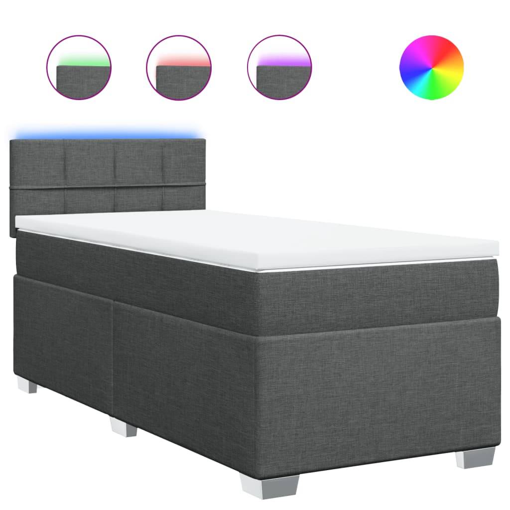 vidaXL Boxspringbett mit Matratze Dunkelgrau 80x200 cm Stoff