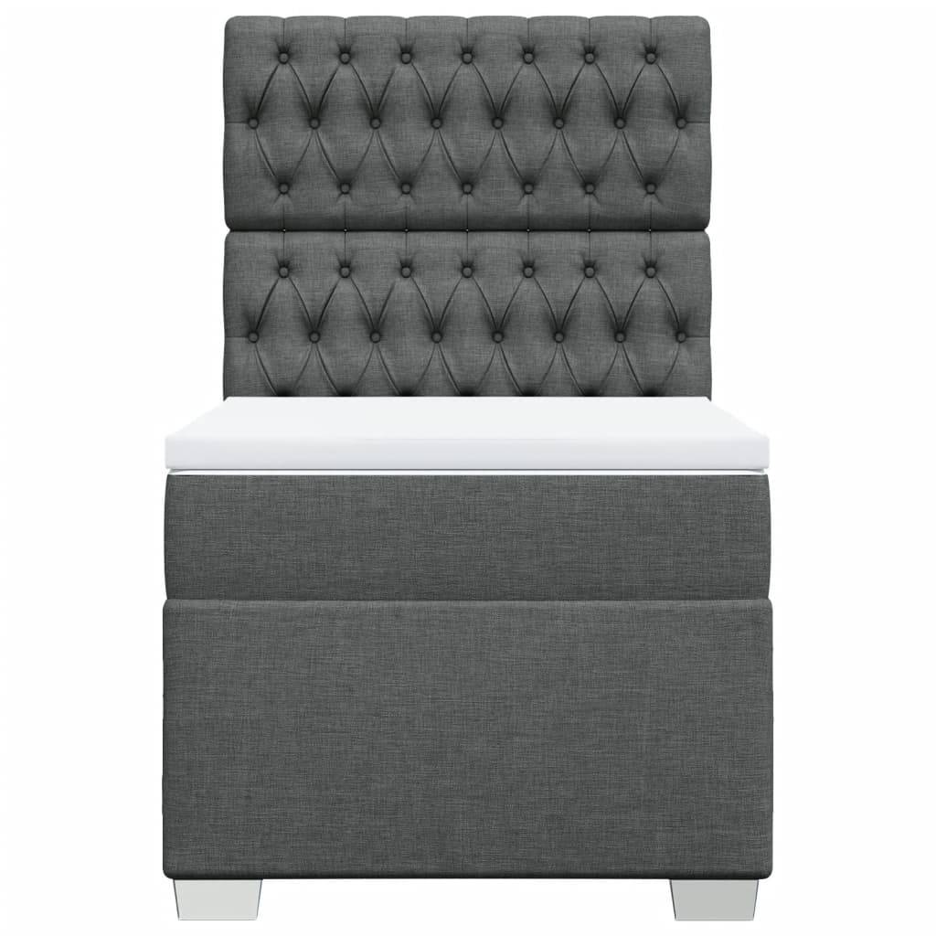 vidaXL Boxspringbett mit Matratze Dunkelgrau 100x200 cm Stoff