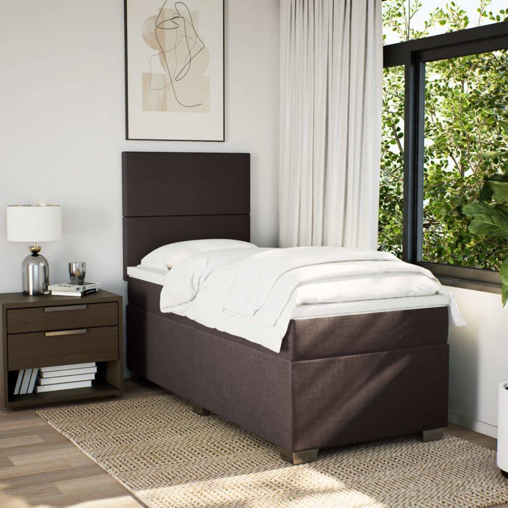 vidaXL Boxspringbett mit Matratze Dunkelbraun 100x200 cm Stoff