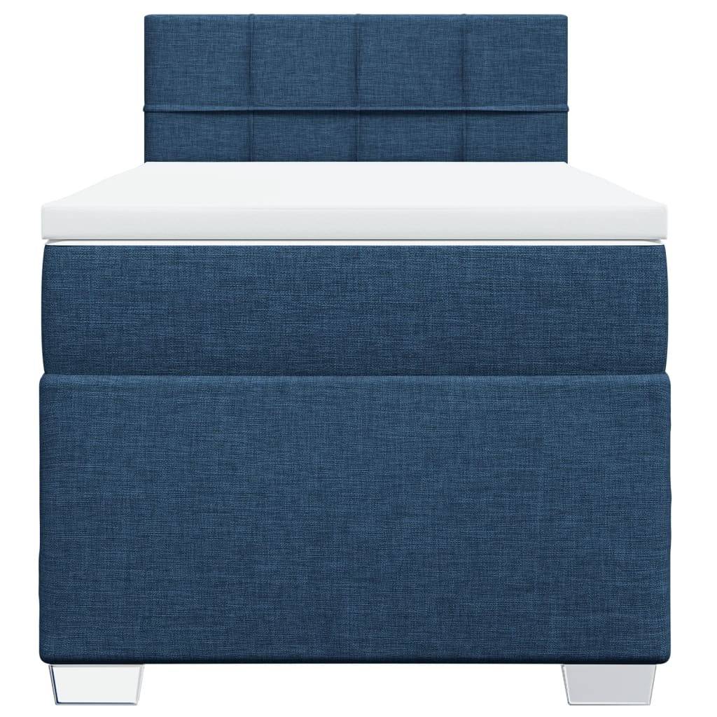 vidaXL Boxspringbett mit Matratze Blau 90x190 cm Stoff