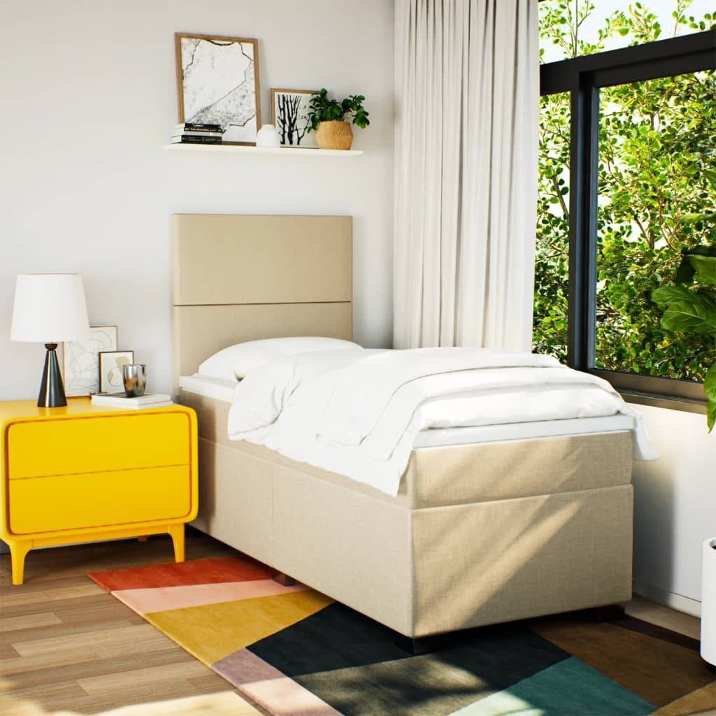 vidaXL Boxspringbett mit Matratze Creme 90x200 cm Stoff
