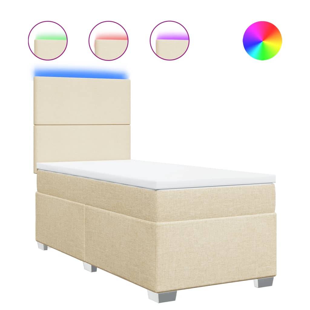 vidaXL Boxspringbett mit Matratze Creme 90x200 cm Stoff
