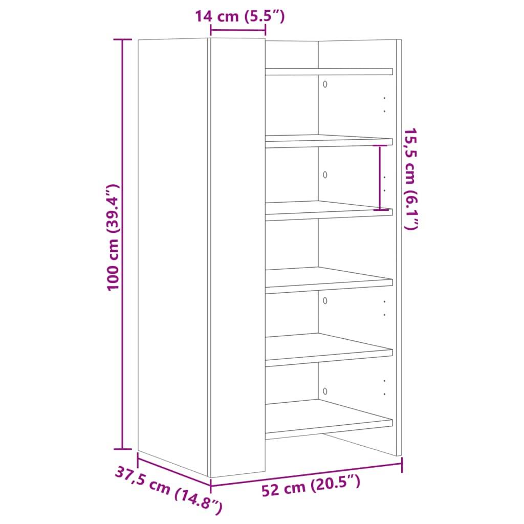 vidaXL Schuhschrank Weiß 52x37,5x100 cm Holzwerkstoff
