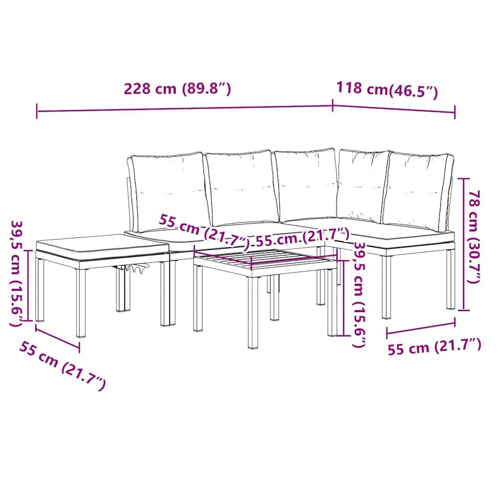 vidaXL Gartenbank-Set 4-tlg. Schwarz Pulverbeschichteter Stahl