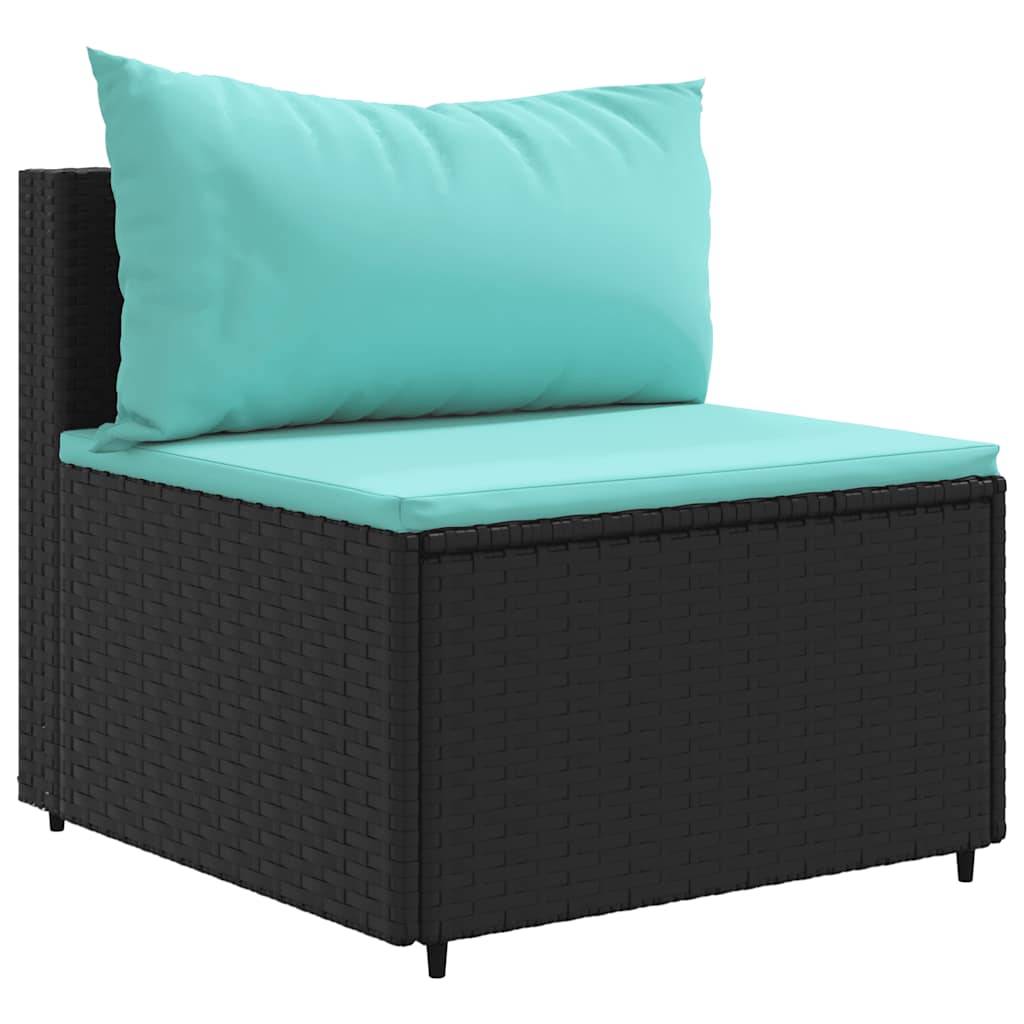 vidaXL 6-tlg. Garten-Lounge-Set mit Kissen Schwarz Poly Rattan