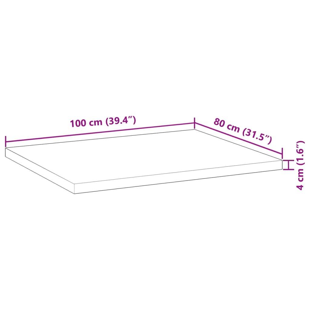 vidaXL Schreibtischplatte Unbehandelt 100x80x4 cm Massivholz Akazie