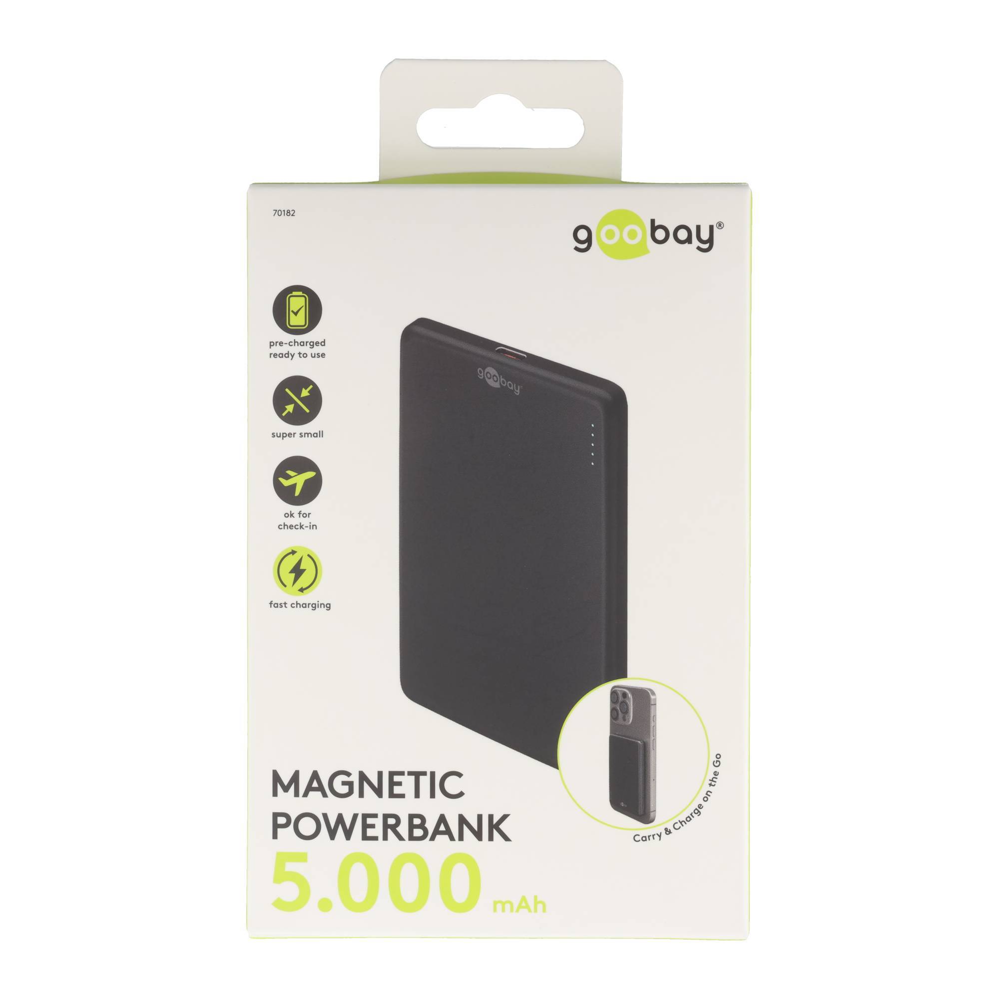 Magnetische Wireless Powerbank mit 5.000mAh, haftet magnetisch an der Handyrückseite, ultraleichte Mini-Powerbank