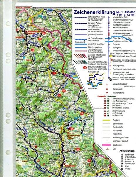 Wassersport-Wanderkarte 04. Deutschland-Südost mit Altmühl, Naab und Regen für Kanu- und Rudersport