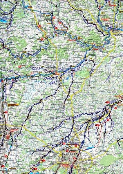 Wassersport-Wanderkarte 04. Deutschland-Südost mit Altmühl, Naab und Regen für Kanu- und Rudersport