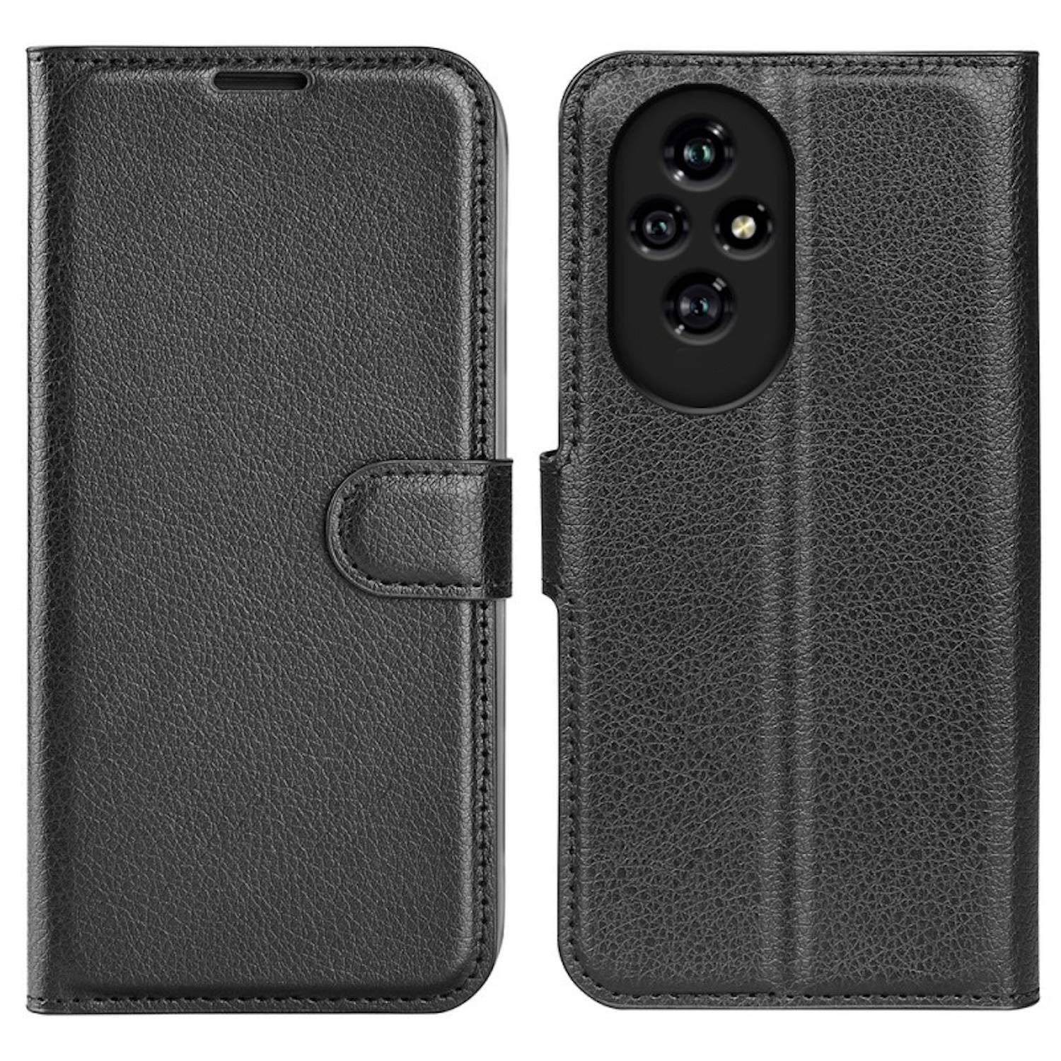 Für Honor 200 Kunst-Leder Book Wallet Schutz Tasche Hülle Case Schwarz