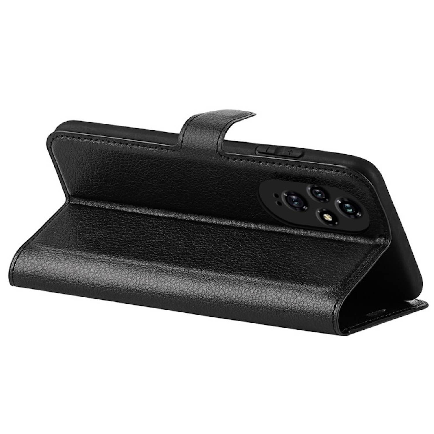 Für Honor 200 Kunst-Leder Book Wallet Schutz Tasche Hülle Case Schwarz