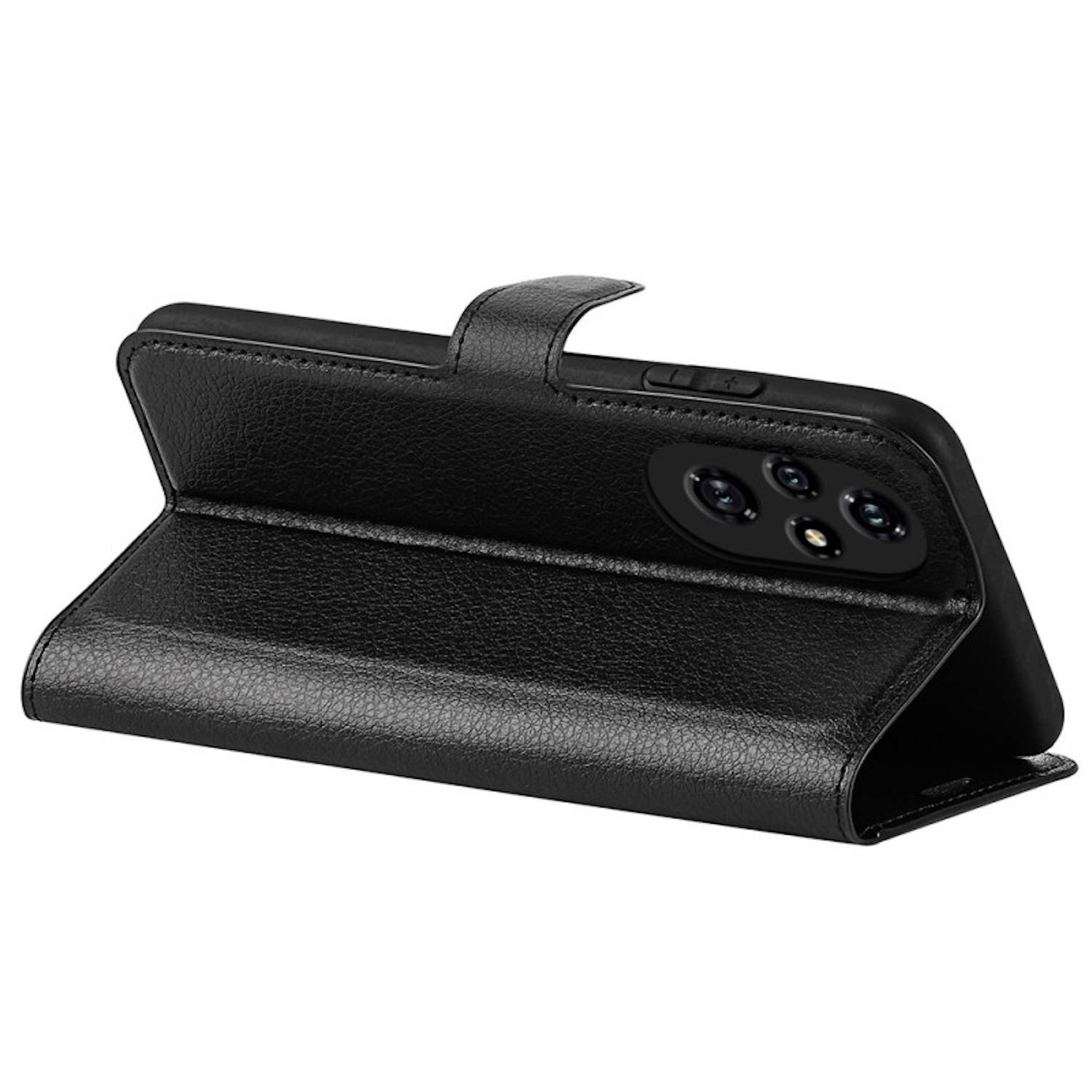 Für Honor 200 Pro Kunst-Leder Book Wallet Schutz Tasche Hülle Schwarz