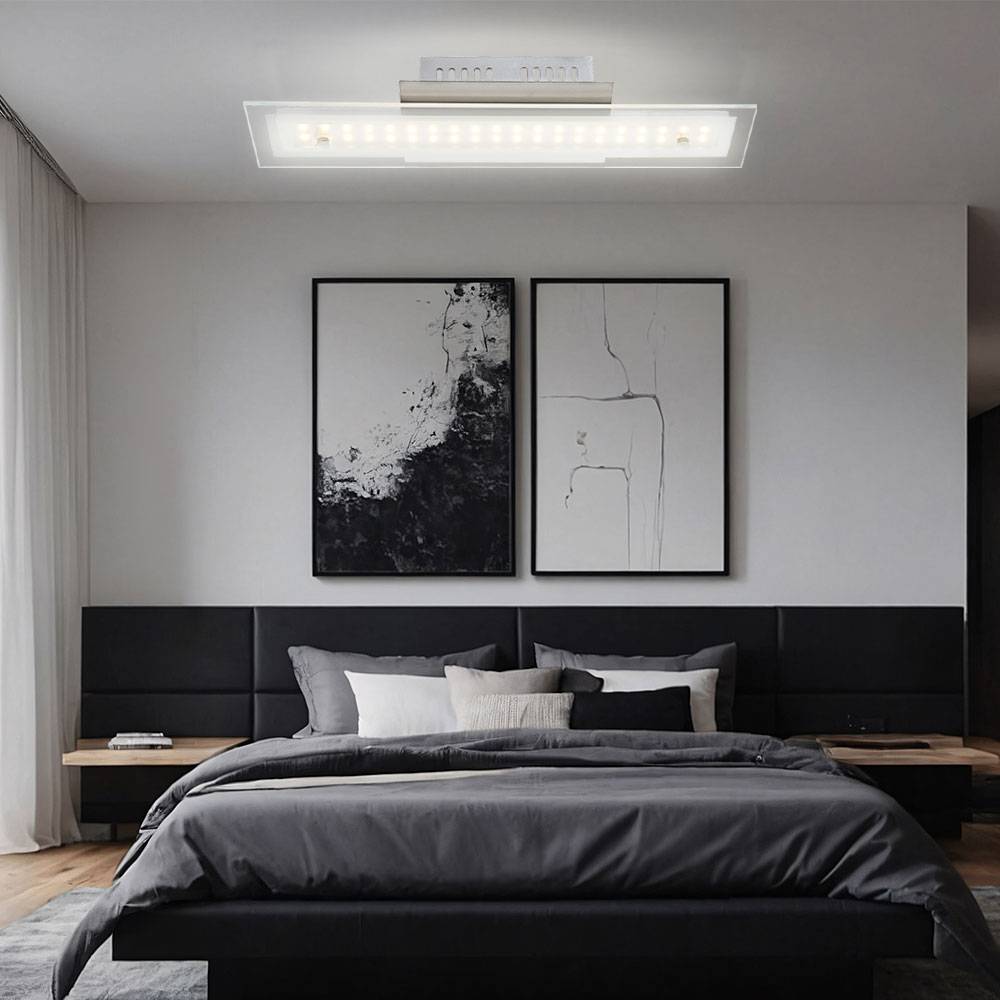 Deckenlampe Wohnzimmerleuchte Esszimmerlampe Deckenleuchte Schlafzimmerleuchte Flurlampe, Metall Glas Chrom weiß, 1x LED 8W 590Lm 3000K warmweiß,