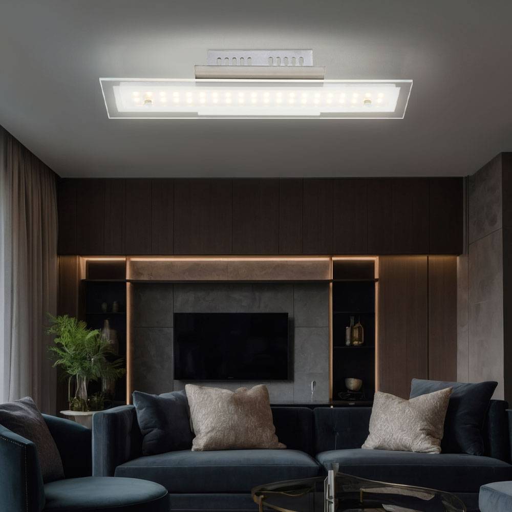 Deckenleuchte Wohnzimmerlampe Esszimmerleuchte Deckenlampe Schlafzimmerleuchte Flurlampe, Metall Glas Chrom weiß, 1x LED 8W 590Lm 3000K warmweiß,