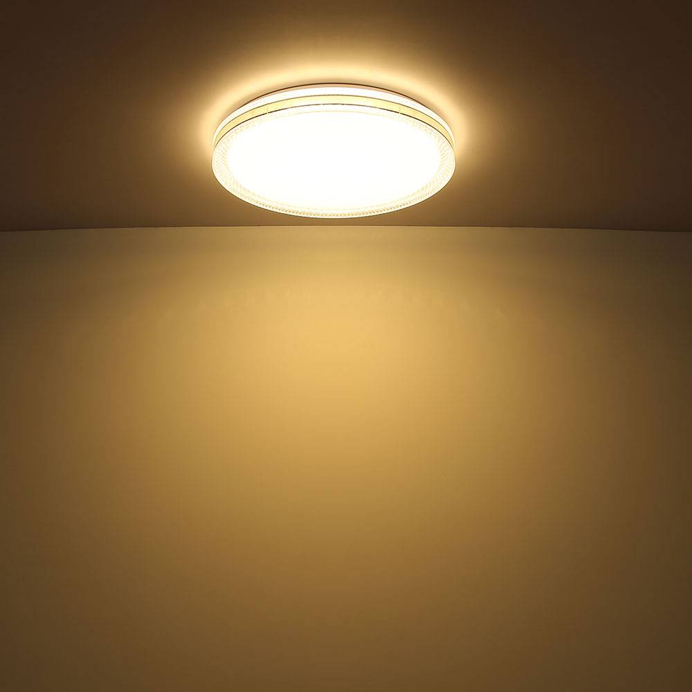 Deckenleuchte Sterneneffekt Kristallleuchte LED Deckenlampe Wohnzimmerleuchte, Metall klar opal weiß, 24W 1560Lm warmweiß, DxH 49,5x7,5 cm